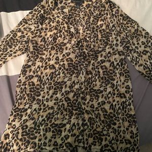 Large sheer cheetah print blouse